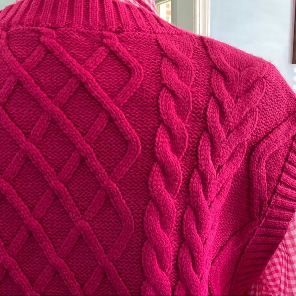 JODIFL Cableknit Sweater Vest Fruit Punch Pink Oversized Vest - Picture 11 of 12